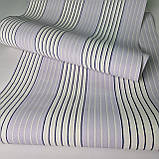 Шпалери вінілові 0.53 × 10.05 м Marburg Scandinavian Vintage 51613, фіолетові та білі смуги для спальні, вітальні, фото 4