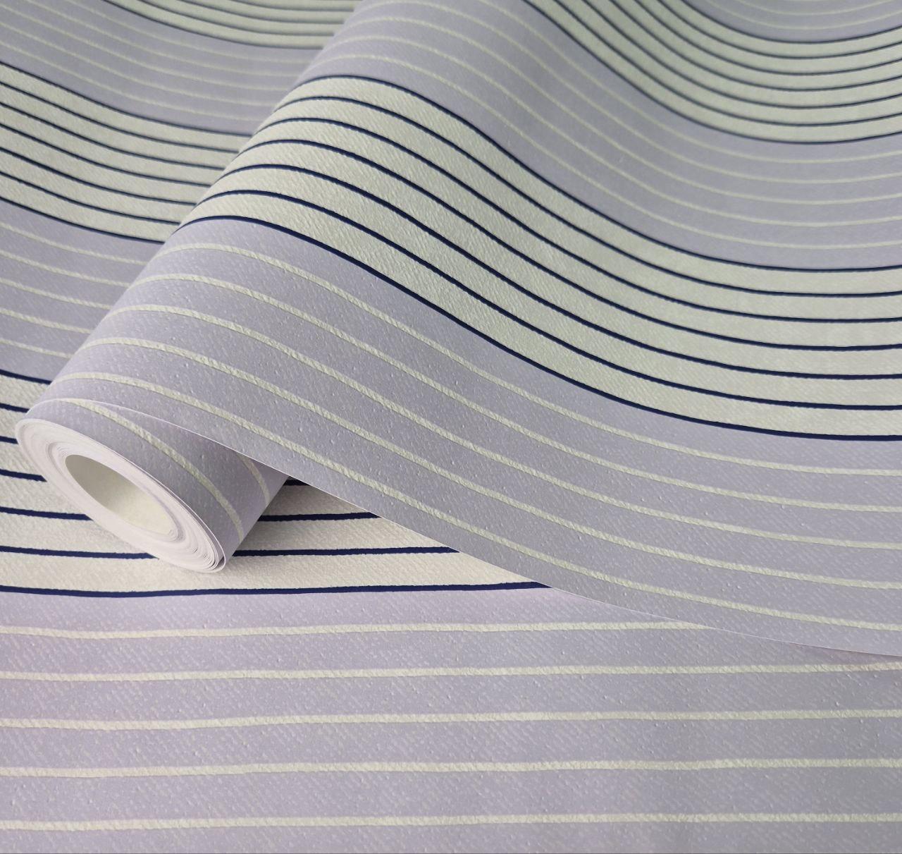 Шпалери вінілові 0.53 × 10.05 м Marburg Scandinavian Vintage 51613, фіолетові та білі смуги для спальні, вітальні, фото 1