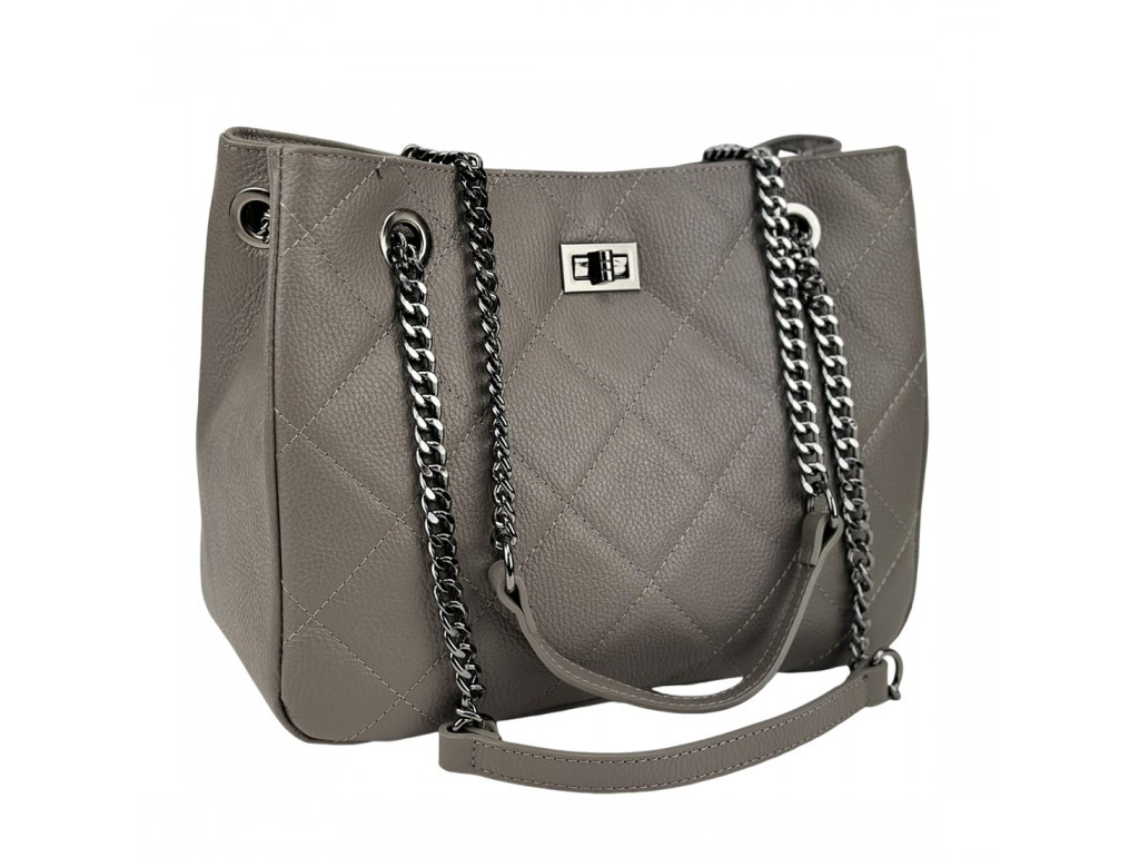 Сумка жіноча в класичному дизайні з двома довгими ручками виготовлена ​​з натуральної шкіри, фото 1