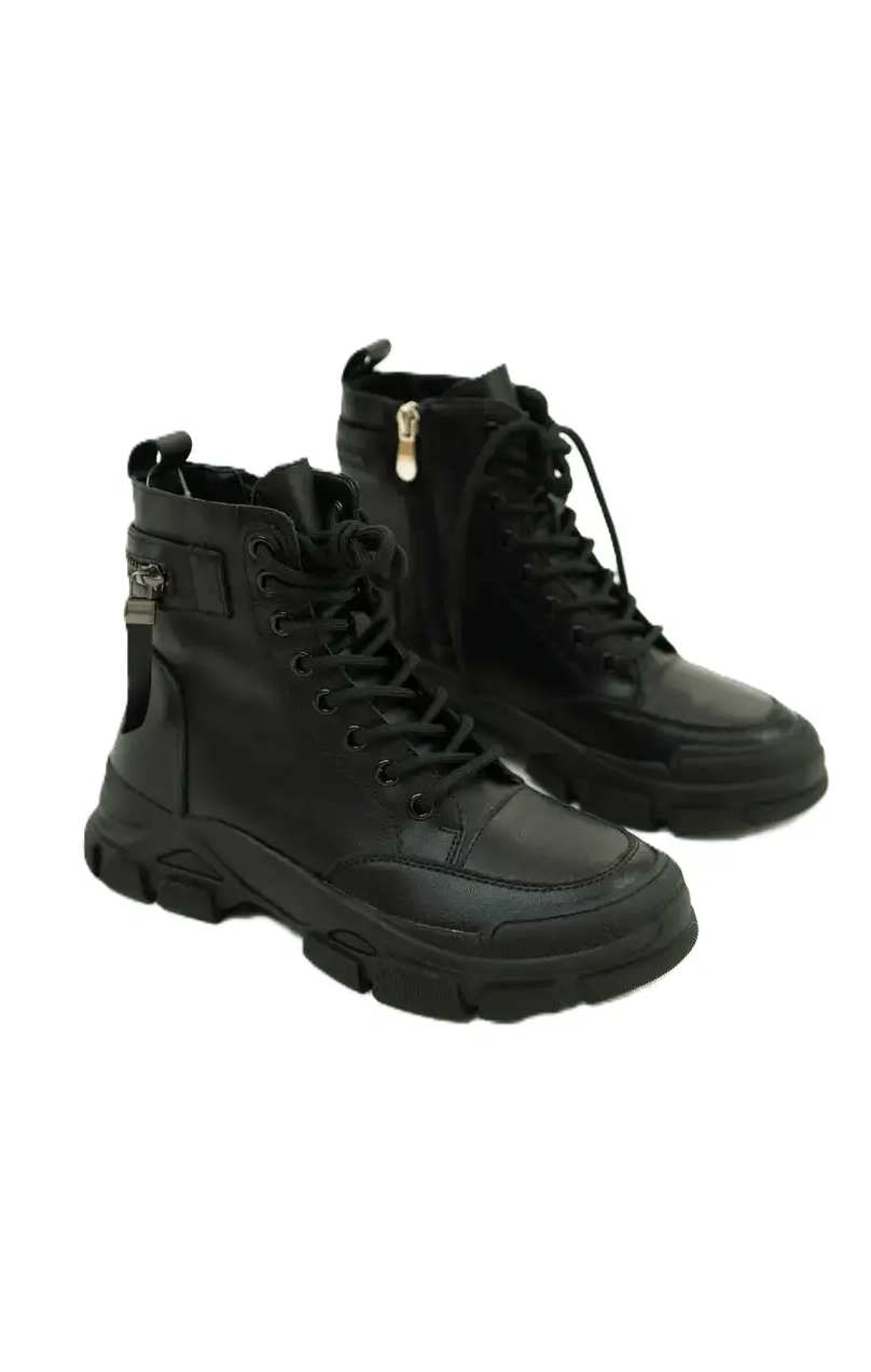 Жіночі черевики шкіряні, чорні, фото 1