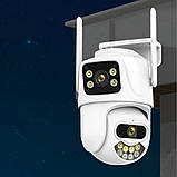 Вулична WiFi камера відеоспостереження з 2 об'єктивами та датчиком руху поворотна зовнішня IP камера, фото 5
