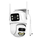 Вулична WiFi камера відеоспостереження з 2 об'єктивами та датчиком руху поворотна зовнішня IP камера, фото 3