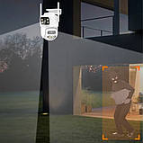 Вулична WiFi камера відеоспостереження з 2 об'єктивами та датчиком руху поворотна зовнішня IP камера, фото 2