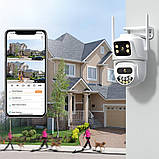 Вулична WiFi камера відеоспостереження з 2 об'єктивами та датчиком руху поворотна зовнішня IP камера, фото 6