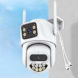 Вулична WiFi камера відеоспостереження з 2 об'єктивами та датчиком руху поворотна зовнішня IP камера, фото 9