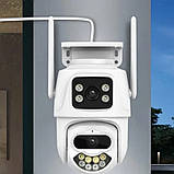 Вулична WiFi камера відеоспостереження з 2 об'єктивами та датчиком руху поворотна зовнішня IP камера, фото 7