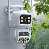 Вулична WiFi камера відеоспостереження з 2 об'єктивами та датчиком руху поворотна зовнішня IP камера, фото 8
