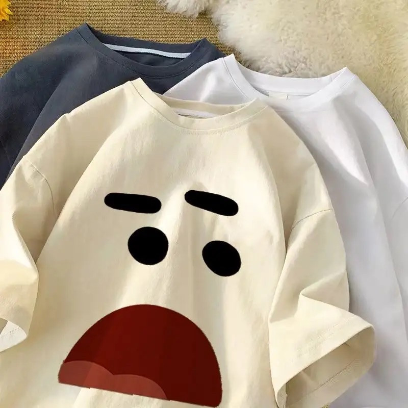 Жіноча стильна оверсайз Футболка LOYS з принтом ШОК Бежевий, фото 1