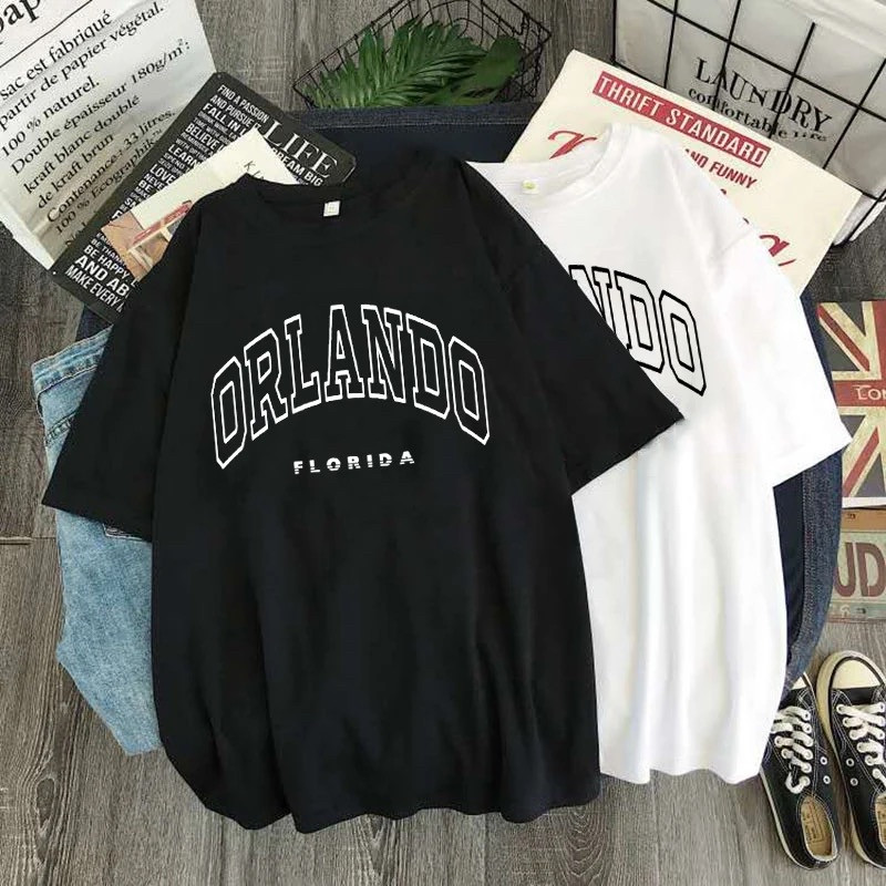 Жіноча стильна оверсайз Футболка LOYS Orlando Florida Чорний, фото 1