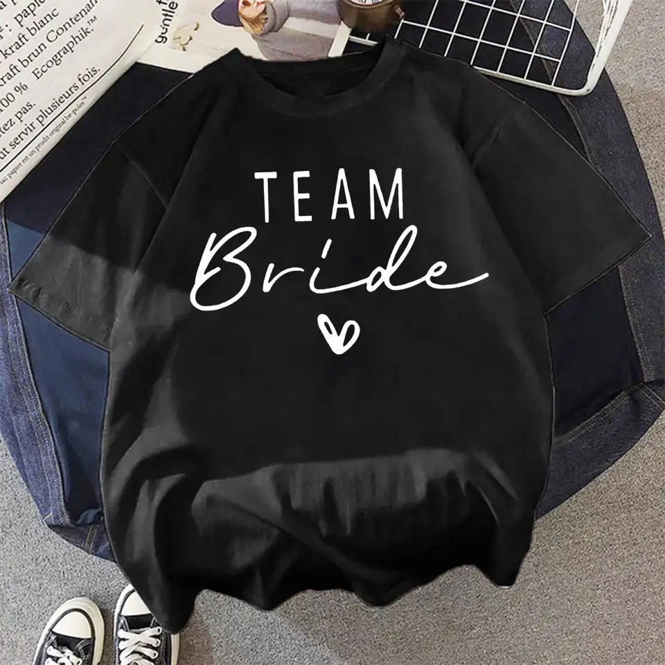 Стильна жіноча оверсайз Футболка LOYS Team Bride Чорний, фото 1