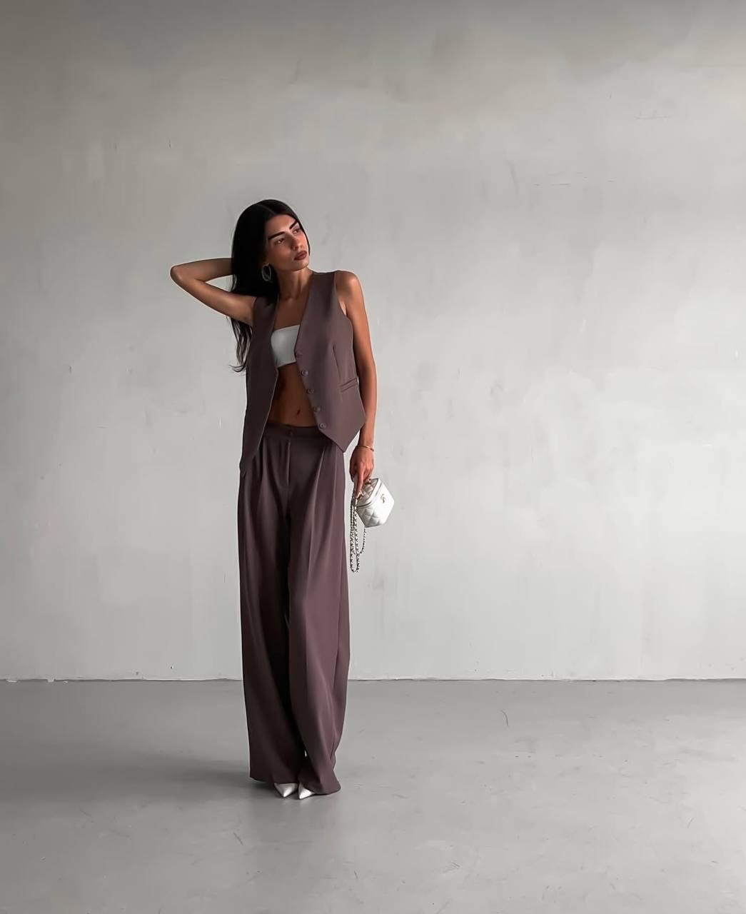 Жіночий костюм (жилетка та штани); Колір: графіт, чорний, шоколад, молоко; Розмір: 42-44, 44-46;, фото 1