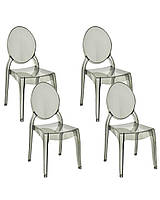 Комплект із 4 чорних обідніх прозоро-чорних стільців MERTON до 150 кг.