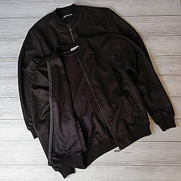 Чоловічий стильний замшевий бомбер у батальному розмірі чорного і  хакі  кольору