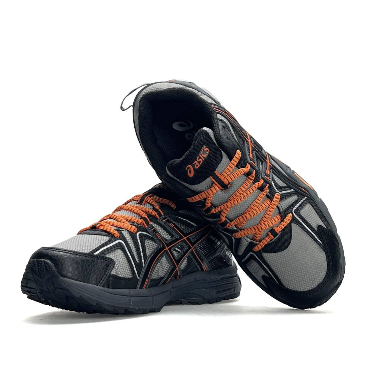 Чоловічі шкіряні текстиль кросівки ASICS Gel-Kahana 8 GTX Grey Black Orange, кеди сірі термо. Чоловіче взуття, фото 1