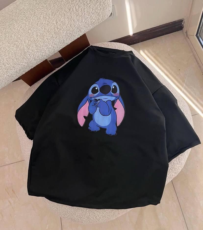 Жіноча стильна оверсайз Футболка LOYS з принтом Стіч, фото 1