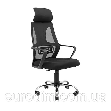 Крісло Richman Профі Хром Піастра Сітка чорна, фото 1