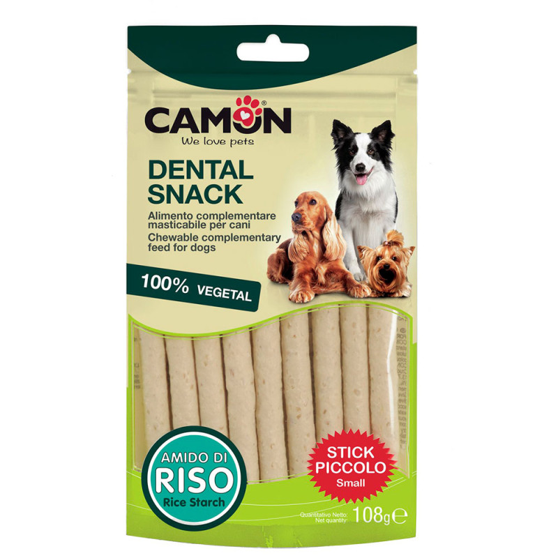 Ласощі для собак для дресирування Овочеві палички з рисовим крохмалем 13 см CAMON Dental Snack 108 г/9 шт, фото 1