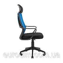 Крісло Richman Профі Хром Піастра Сітка чорна + синя, фото 3