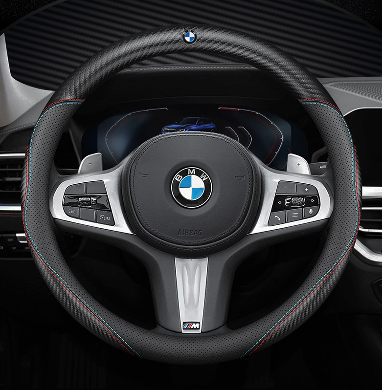 Чохол на кермо Nappa Carbon із натуральної шкіри для автомобіля, фото 1