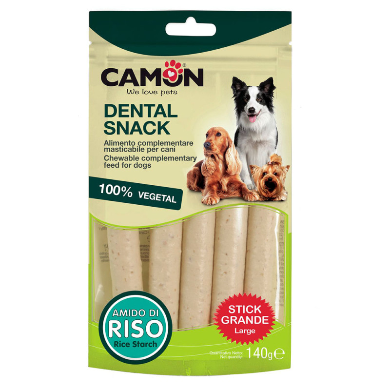 Ласощі для собак для дресирування Овочеві палички з рисовим крохмалем 13 см CAMON Dental Snack 140 г/5 шт, фото 1