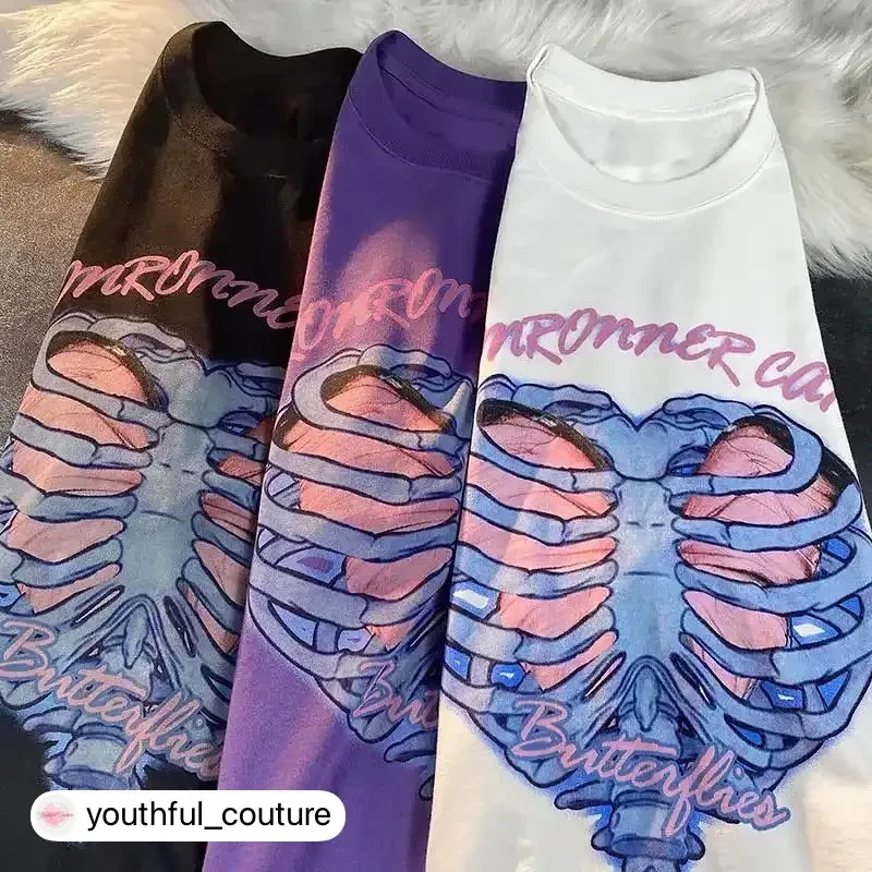 Жіноча стильна оверсайз Футболка LOYS з принтом Фіолетовий, фото 1