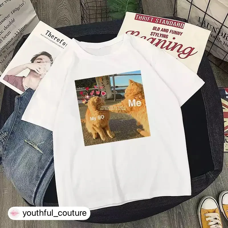 Жіноча стильна Футболка LOYS з котиками Білий 1, фото 1