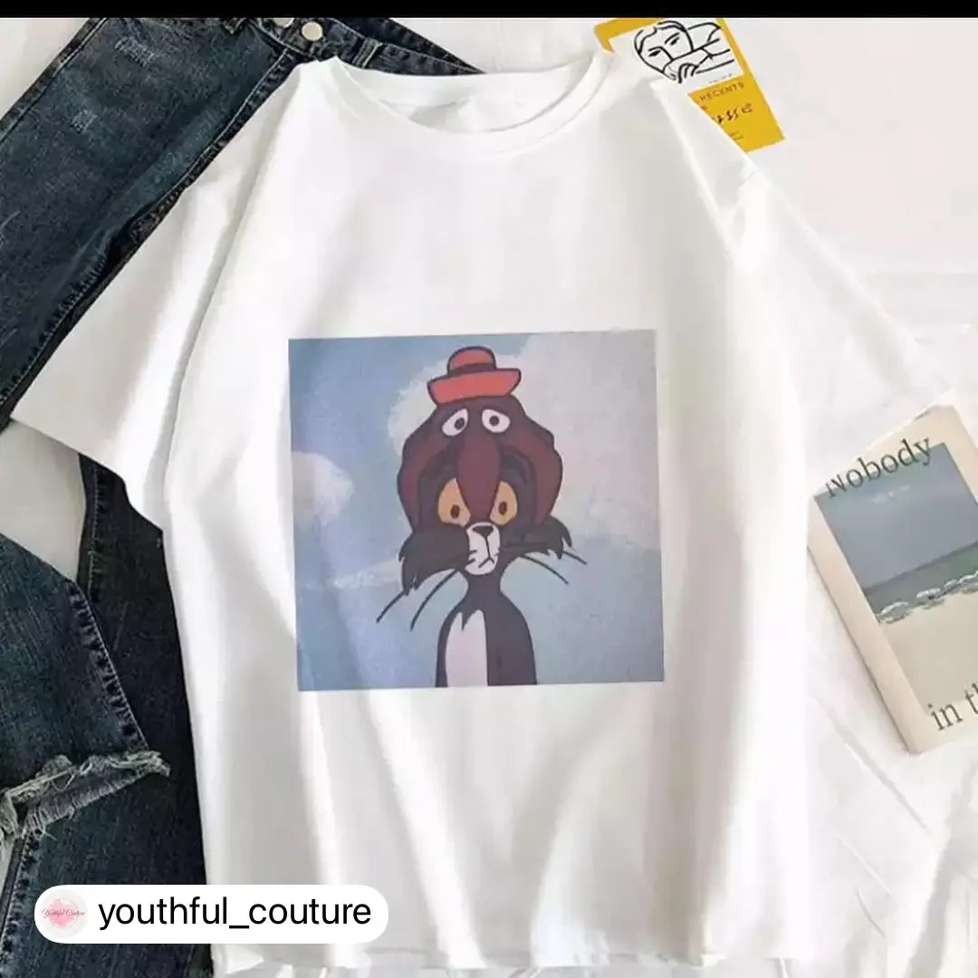 Жіноча стильна оверсайз Футболка LOYS з принтом Том і Джеррі Фото 2, фото 1