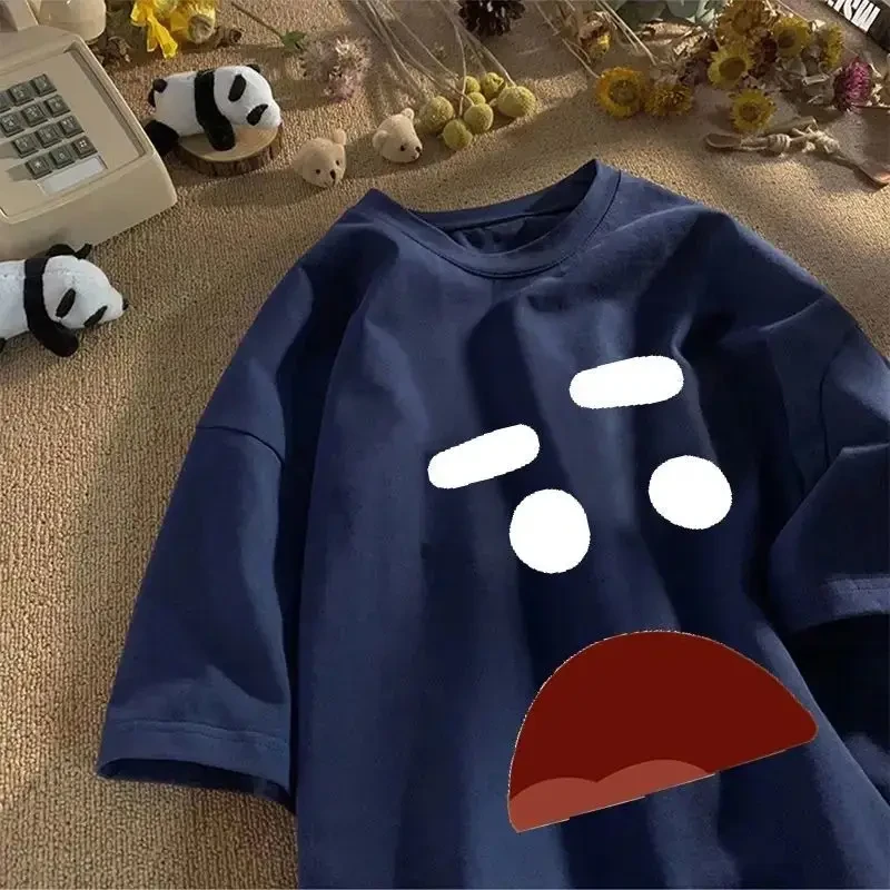 Жіноча стильна оверсайз Футболка LOYS з принтом ШОК Темно-синій, фото 1