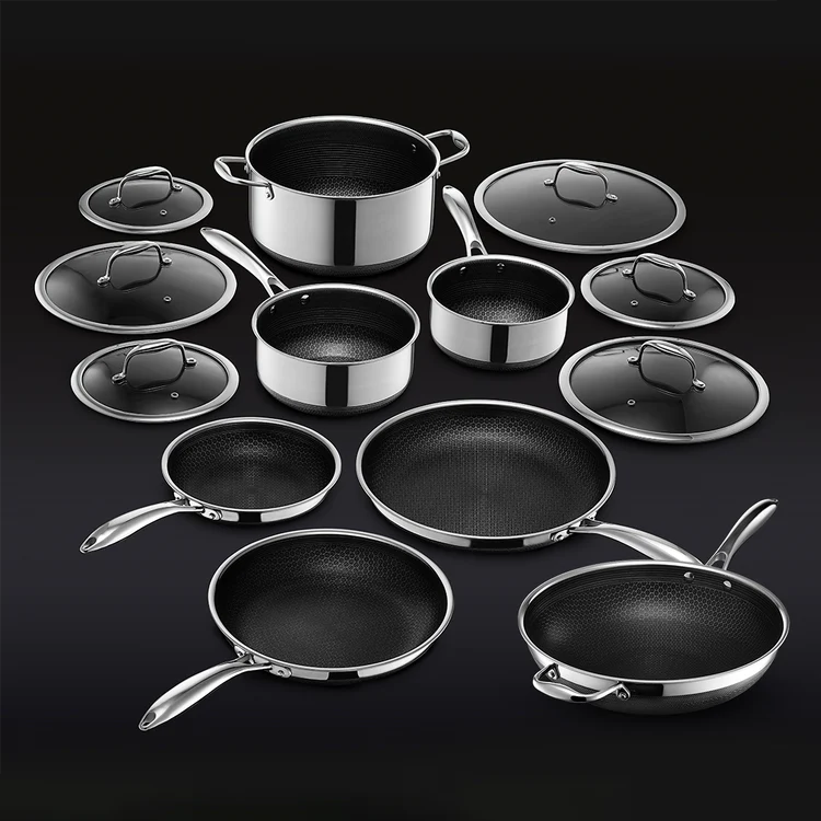 Набір гібридного посуду  HexClad Hybrid Cookware Set 13pc  з кришками 13 предметів
