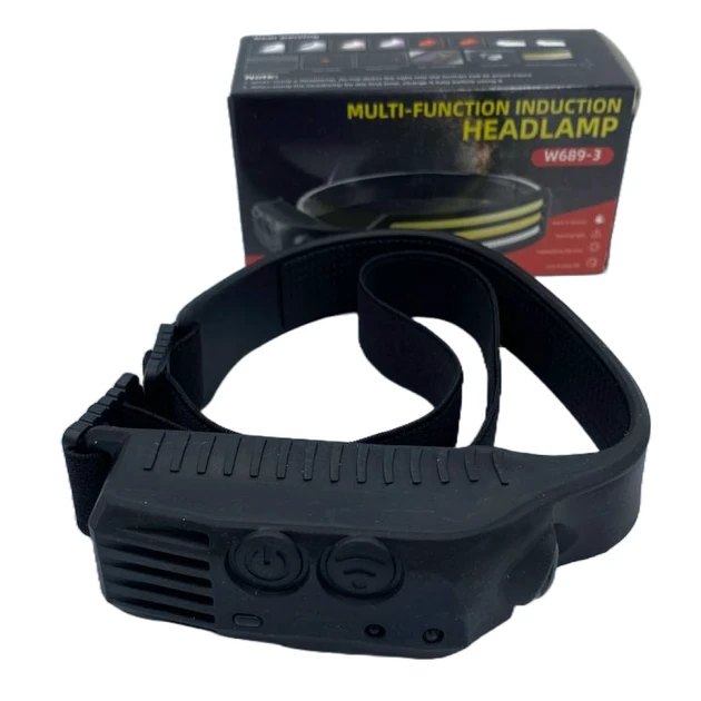 Налобний ліхтар W689-3 Ліхтарик на голову з датчиком руху LED ліхтарик на лоб, фото 1