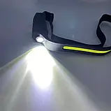 Налобний ліхтар W689-3 Ліхтарик на голову з датчиком руху LED ліхтарик на лоб, фото 4