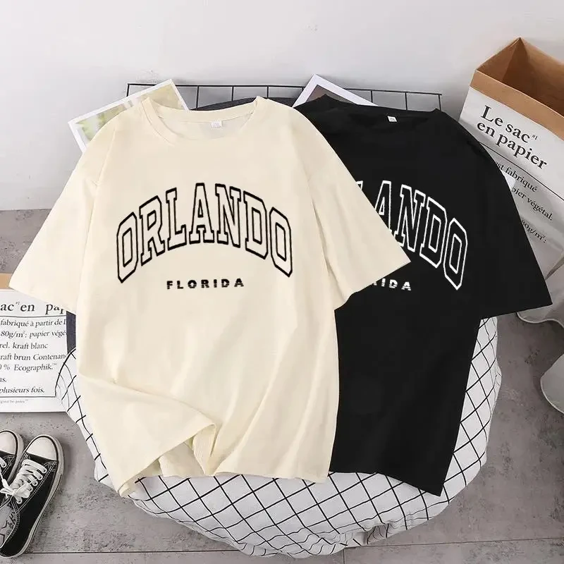 Жіноча стильна оверсайз Футболка LOYS Orlando Florida Бежевий, фото 1