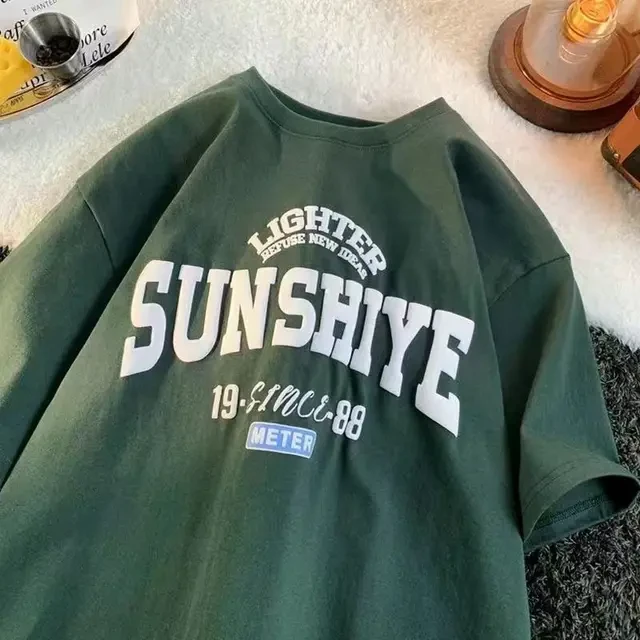 Стильна жіноча оверсайз Футболка LOYS з принтом Sunshiye Зелений, фото 1