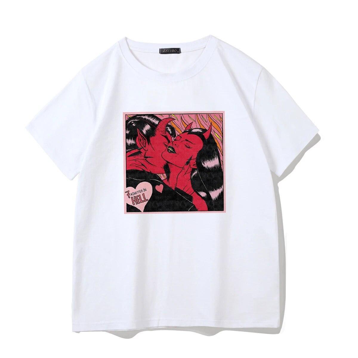 Літня жіноча Футболка LOYS у стилі ретро у стилі панк Білий, фото 1