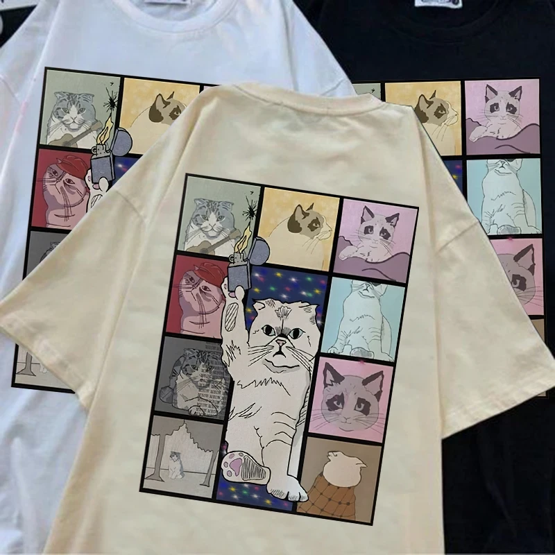 Жіноча стильна Футболка LOYS з принтом Котиків Бежевий, фото 1