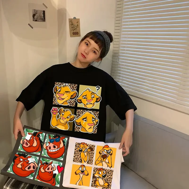 Жіноча стильна Футболка LOYS з принтом Тімон і Пумба / Король Лев Король Лев Чорний, фото 1