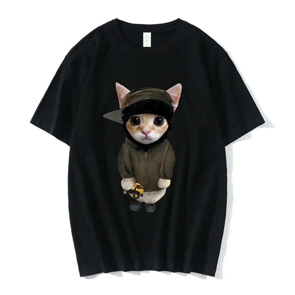 Жіноча стильна оверсайз Футболка LOYS Сумний плачучий кіт Фото 5, фото 1