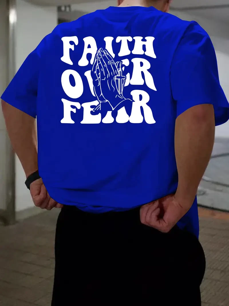 Футболка LOYS з принтом Віра над страхом Faith Over Fear Синій, фото 1