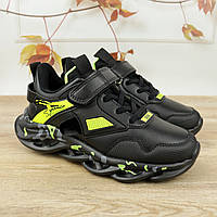 Кроссовки мальчику черные на липучке Clibee