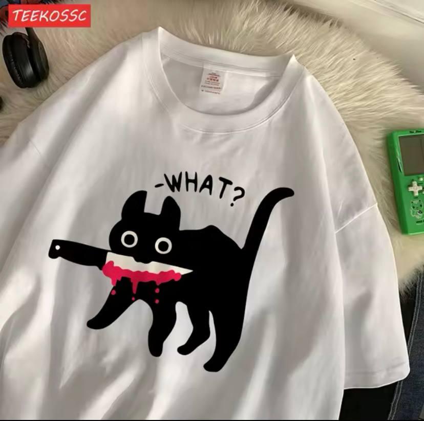 Жіноча стильна Футболка LOYS Оверсайз Кота Білий, фото 1