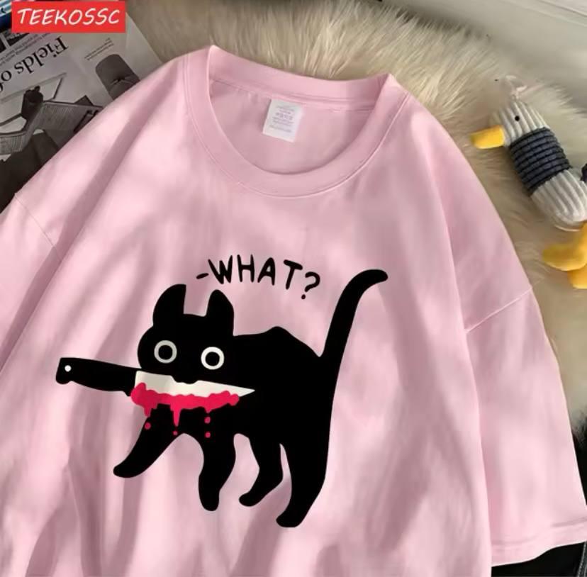 Жіноча стильна оверсайз Футболка LOYS Кота Рожевий, фото 1