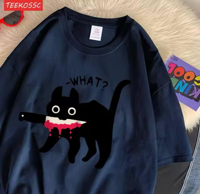 Жіноча стильна оверсайз Футболка LOYS Кота Темно-синій, фото 1