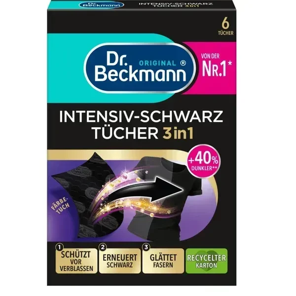Серветки Dr. Beckmann 3 в 1 для оновлення чорного кольору 6 шт