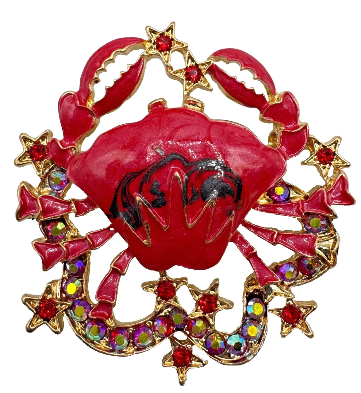 Приваблива брошка-шпилька зодіак Рак (краб). 6х5.5см. емаль, фото 1