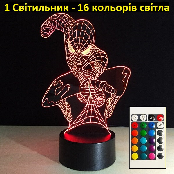 Дизайнерські 3D світильники, Людина Павук, фото 1