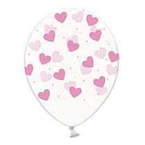 Латексні кульки "Сердечка" рожеві прозорі  Belbal