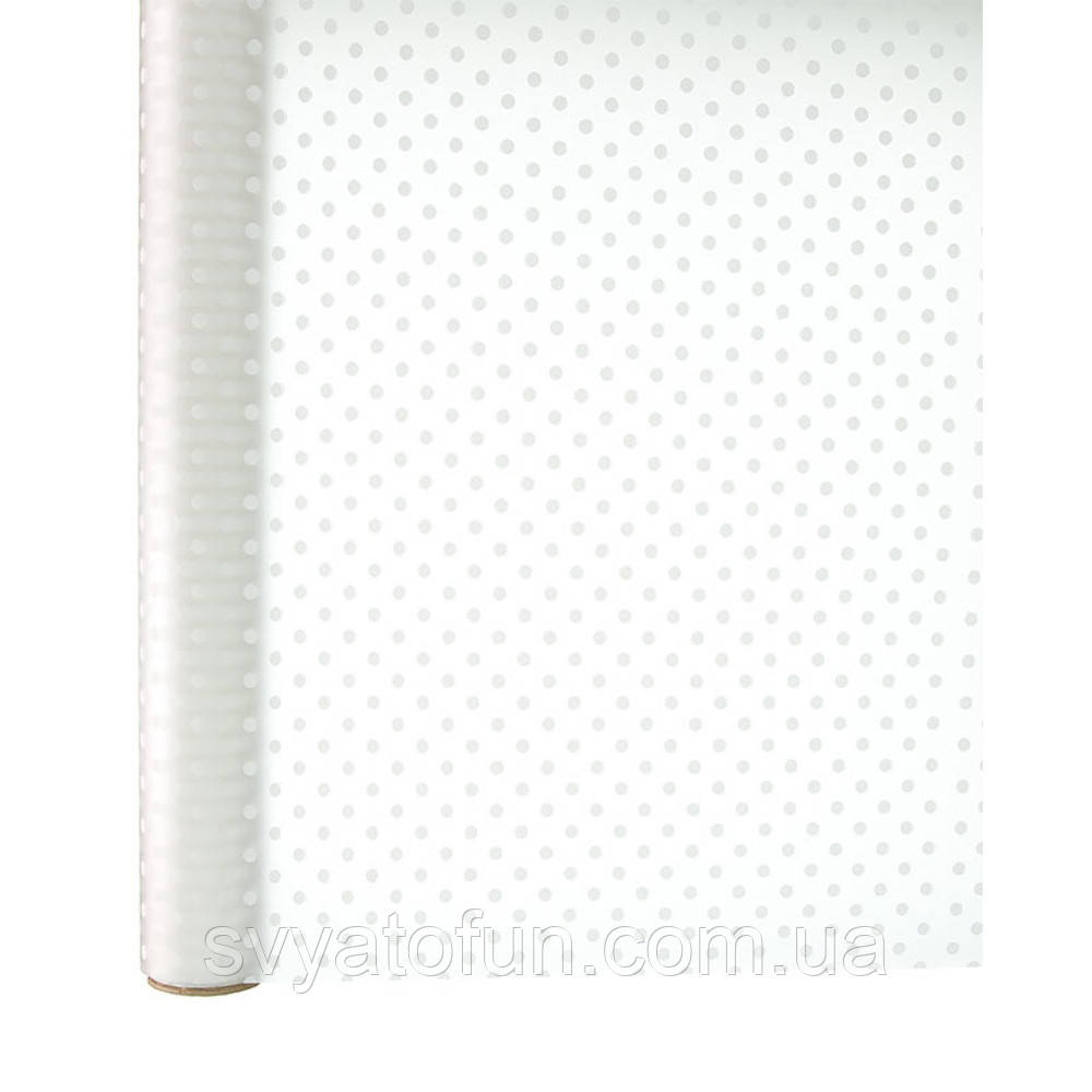 Калька матова горошок білий 65 см х 10 м