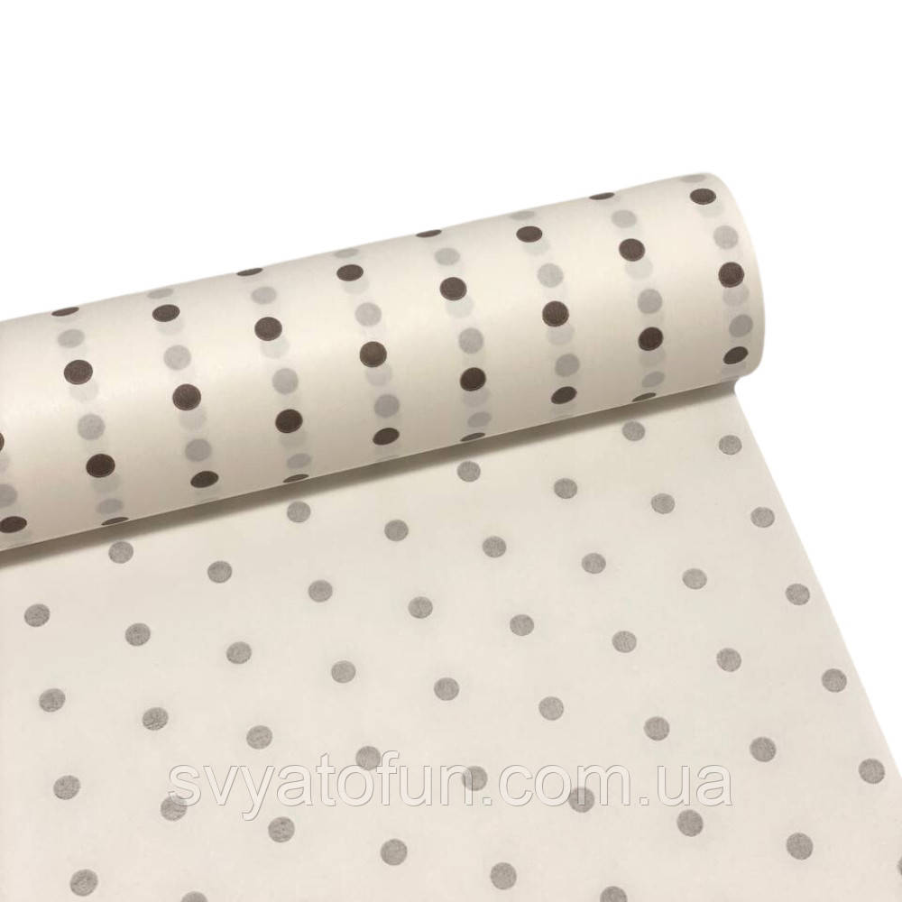 Калька матова прозора горошок чорний 60 см х 10 м