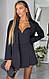 Жіночий костюм (піджак + спідниця-шорти) ; Кольори: чорний, пудровий, темно-сірий, кемель; Розмір: 42-44, 44-46;, фото 5