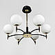 Чорна люстра із золотою фурнітурою на 6 білих плафонів Ø70 см MJ22214/6 BK+AB+WT, фото 2